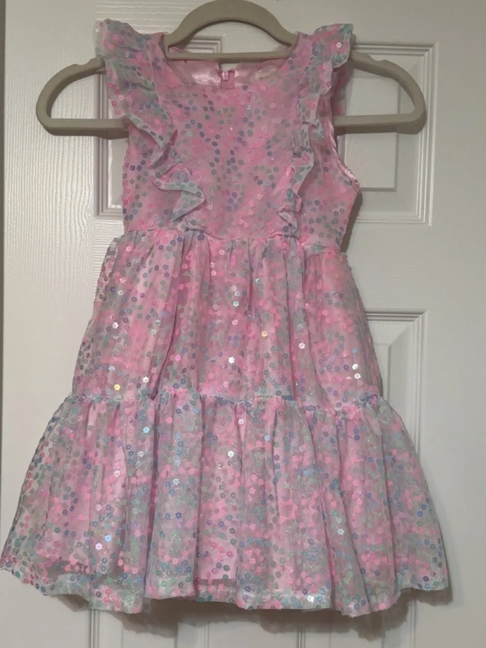Kensie Girl Pink Sequin Ruffle Party Dress